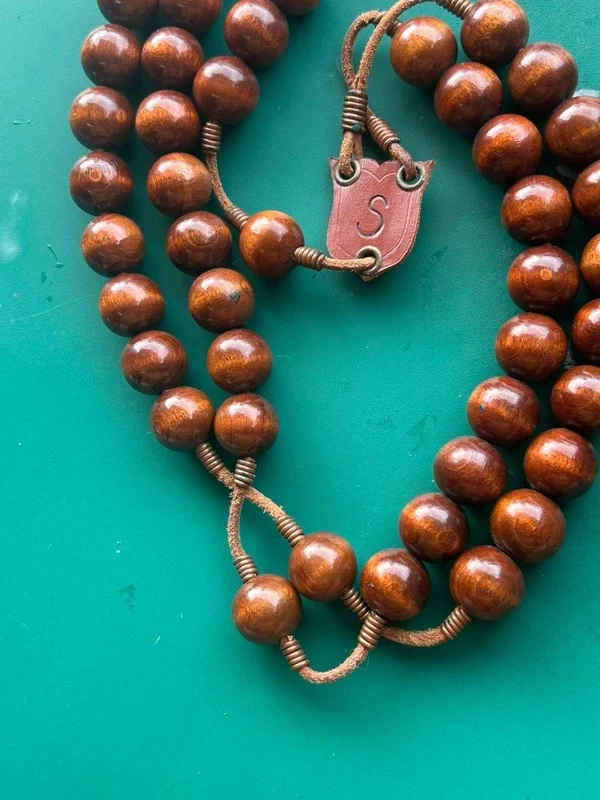 Large wooden and leather monk's rosary or prayer beads – photo 5